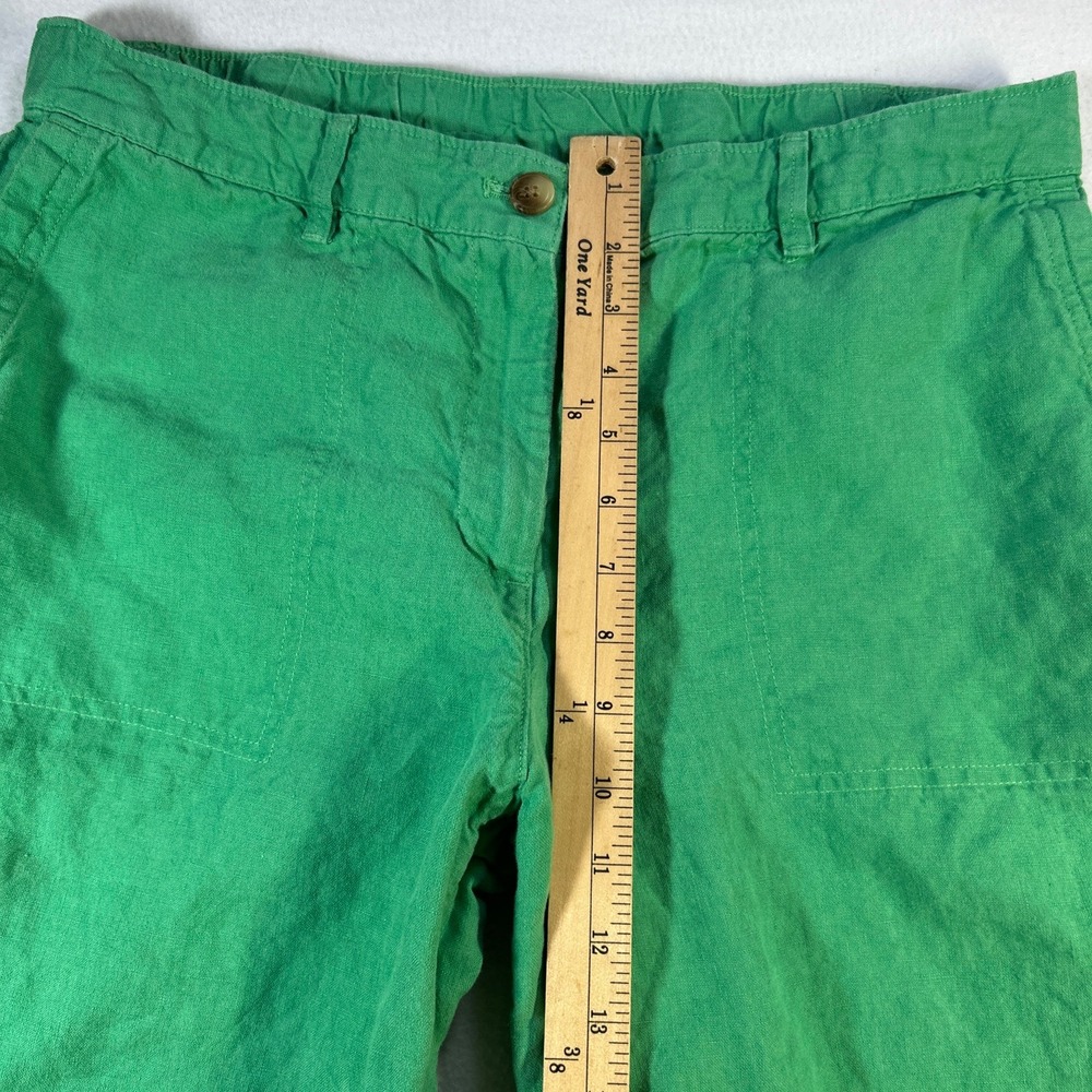 J Jill 100% Linen Cropped Pants Sz M Green Straight Leg Boho Coastal Lagenlook - Picture 6 of 9